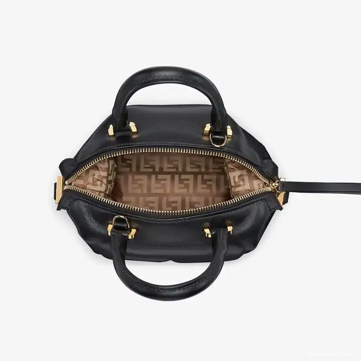 Vintage HOT In Mini Black Cube FF Bag Fendi Leather Nappa 0705